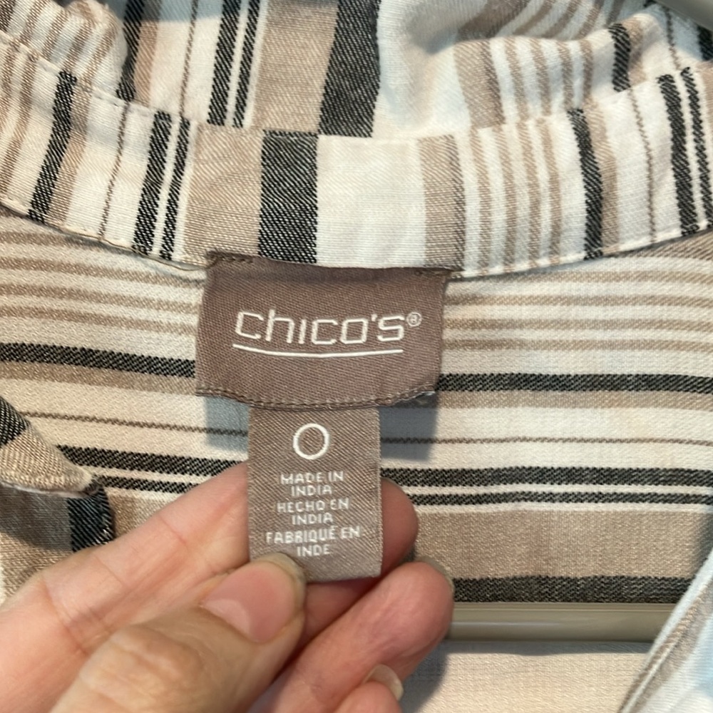 Striped Sleeveless Dress size small Chicos brown cream tan beach core sunswept - Picture 4 of 13